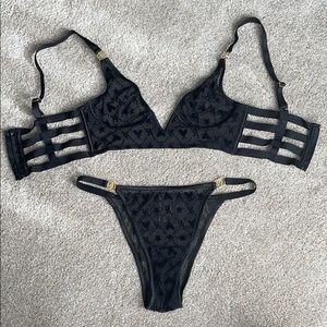 Victoria’s Secret bra and panty flocked mesh set